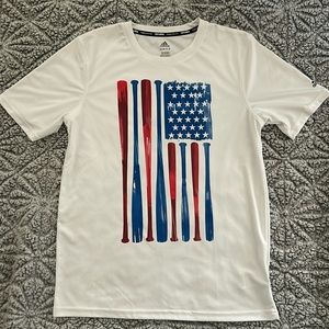 Adidas Youth American flag 🇺🇸 Baseball ⚾️ Bat Dry fit Shirt